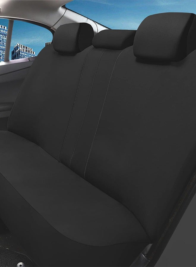 DUNISO 12 Pieces of Car seat cover, five seats fully wrapped seat cushion, breathable polyester fabric car backrest seat cover, removable headrest cover,wear resistant and anti slip, suitable for all seasons, suitable for most car seatsr，black  - Image 4