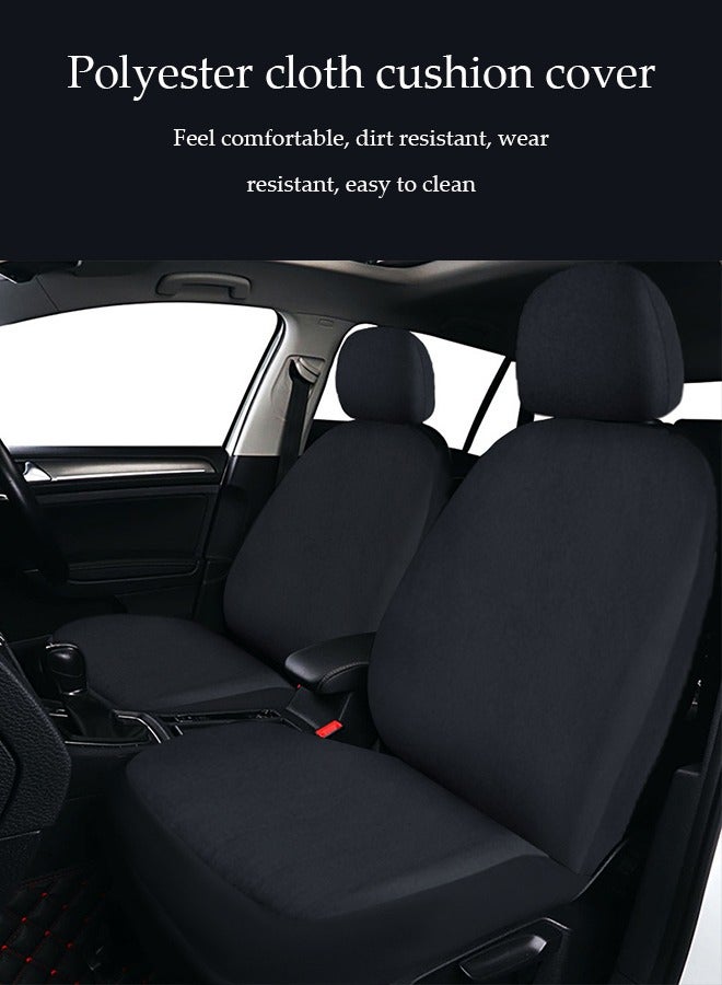 DUNISO 12 Pieces of Car seat cover, five seats fully wrapped seat cushion, breathable polyester fabric car backrest seat cover, removable headrest cover,wear resistant and anti slip, suitable for all seasons, suitable for most car seatsr，black  - Image 3