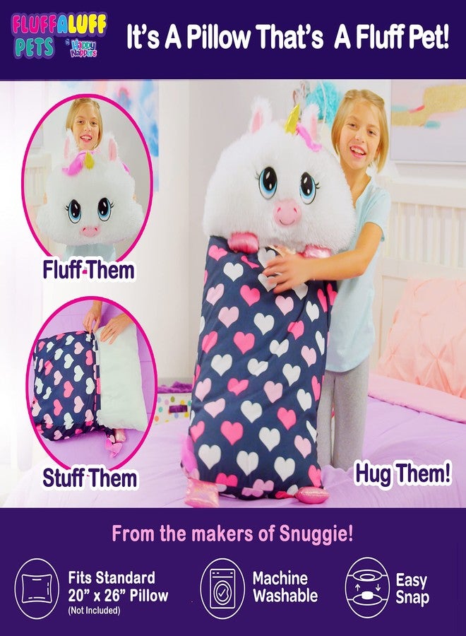 Happy Nappers Fluffaluff Pets, Snap On & Off The Pillowcase, Standard & Queen-Sized Pillows, Comfy, Cozy, Compact, Super Soft, Warm, Pillows That are Fluff Pets, 3ft.- Unicorn - Image 2
