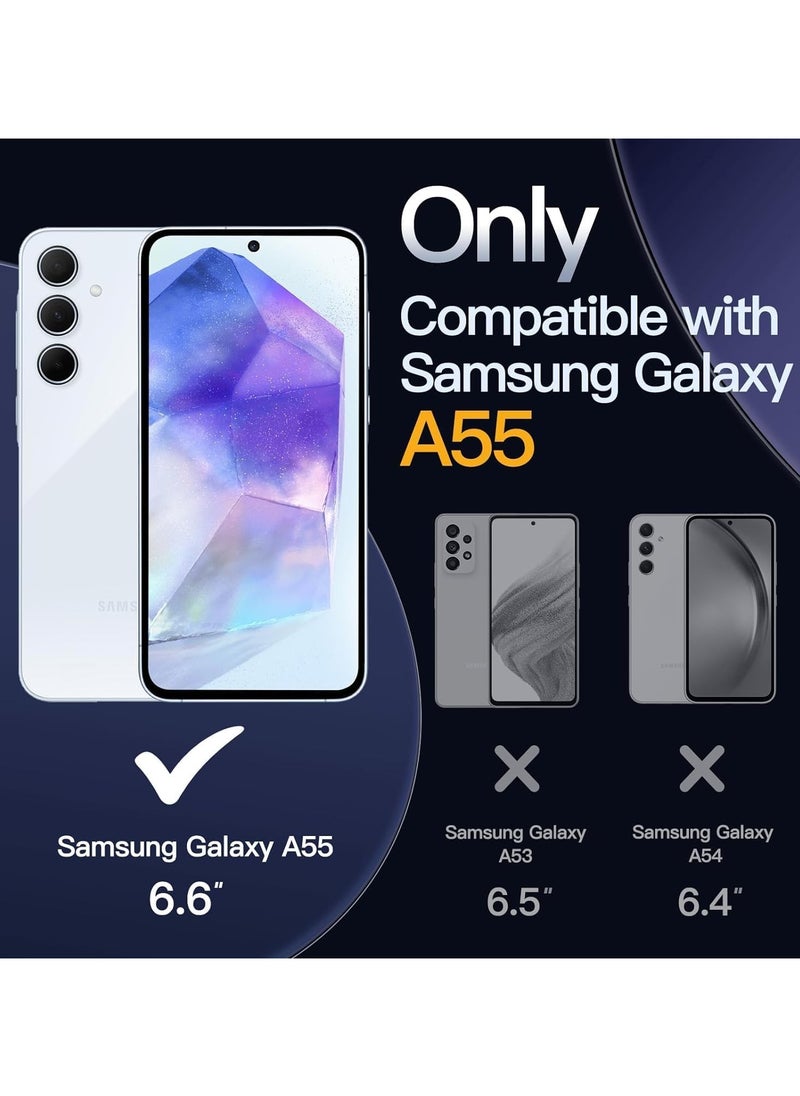 [1+2] For Samsung Galaxy A55 Phone Case with Tempered Glass Screen Protector, Silicone Case, Skin-friendly [Soft Microfiber Lining] For Samsung A55 Phone Case