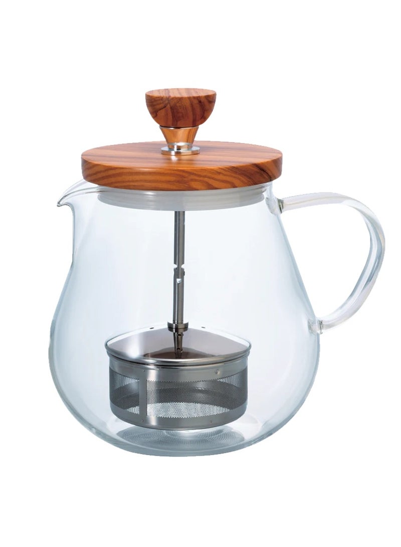 Hario Teaor Olive Wood Pull-up Tea Maker, 700ml - Image 1