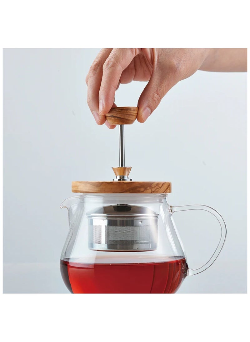 Hario Teaor Olive Wood Pull-up Tea Maker, 700ml - Image 2