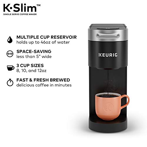 Keurig K-Slim Single Serve K-Cup Pod Coffee Maker, Multistream Technology, 3 Brew Sizes, Slim and Sleek Design, 46oz Removable Reservoir, Black - Image 5