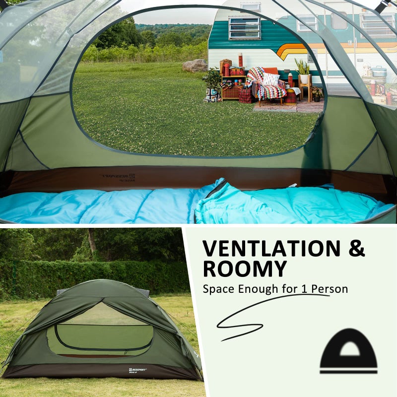 Bessport Camping Tent 1 Person Tent Waterproof Two Doors Backpacking Tent Easy Setup Lightweight for Outdoor, Hiking Mountaineering Travel - Image 4
