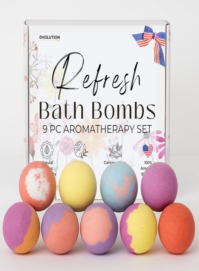 EvolutionUSA 9 Refresh Bath Bombs for Women – Lush Bath Bombs Mini Sized, Lush Womens Gift for Mother’s Day, Easter, Valentines, Birthday or Self Care, Organic Bathbombs Kids & Women, Bath Fun - Image 1