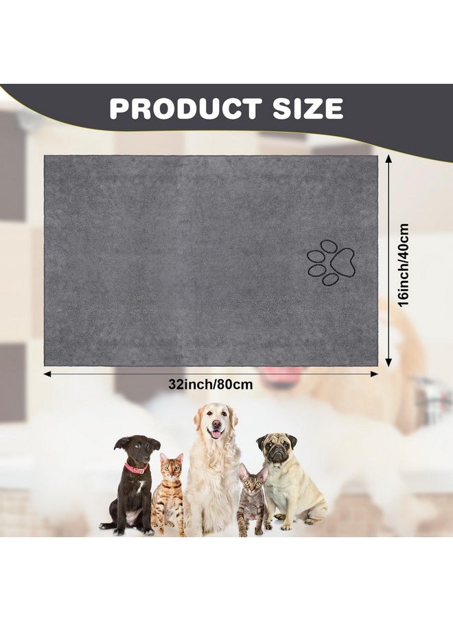 Chumia Chumia 4 Pack Dog Towels for Drying Large Microfiber Grooming Tools Absorbent Soft Bath Supplies with Embroidered Paw for Small Medium Pet Products(16 x 32 Inch,Gray)  - Image 2