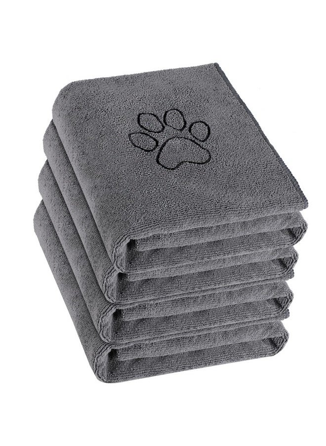 Chumia Chumia 4 Pack Dog Towels for Drying Large Microfiber Grooming Tools Absorbent Soft Bath Supplies with Embroidered Paw for Small Medium Pet Products(16 x 32 Inch,Gray)  - Image 1