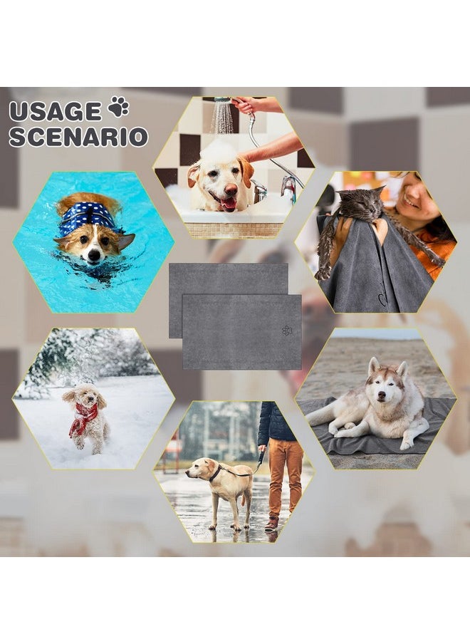 Chumia Chumia 4 Pack Dog Towels for Drying Large Microfiber Grooming Tools Absorbent Soft Bath Supplies with Embroidered Paw for Small Medium Pet Products(16 x 32 Inch,Gray)  - Image 5