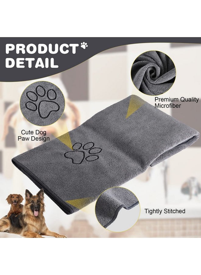 Chumia Chumia 4 Pack Dog Towels for Drying Large Microfiber Grooming Tools Absorbent Soft Bath Supplies with Embroidered Paw for Small Medium Pet Products(16 x 32 Inch,Gray)  - Image 4
