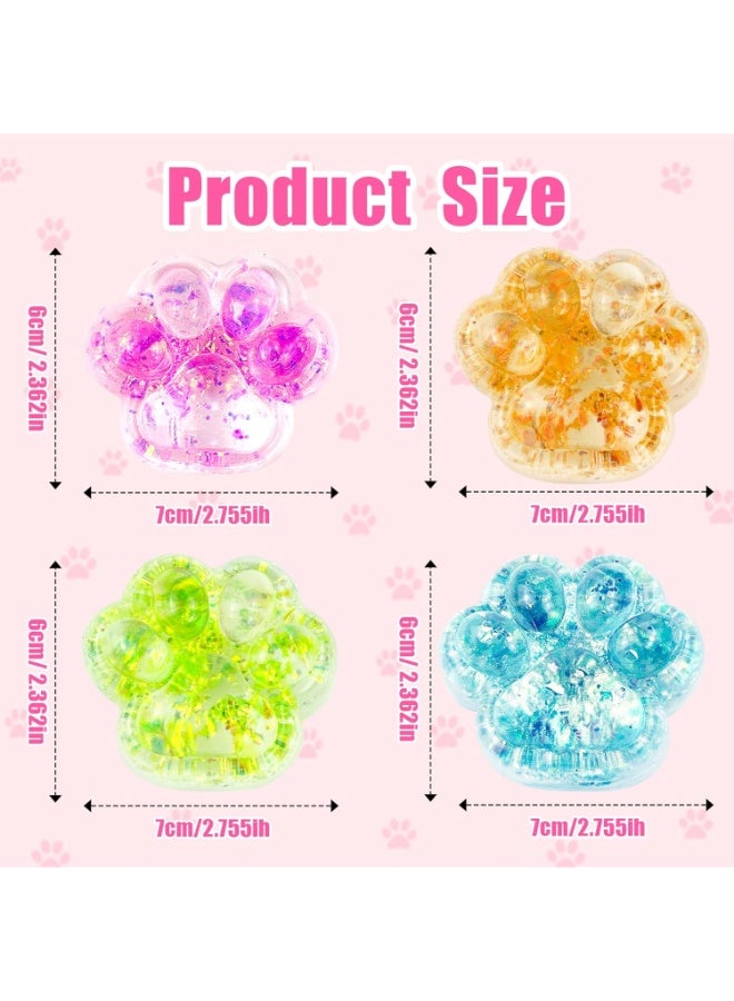 4PCS Glitter Crystal Cat Paw Squishy Toys, Slow Rebound Squeeze Fidget Toys, Stress Relief Sensory Toys for Kids Adults, Anxiety Relief Toys for Autism, Cute Party Favors - Image 2