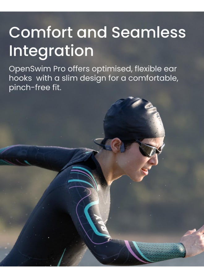 شوكز سماعات رياضية بتقنية التوصيل العظمي OpenSwim Pro - مقاومة للماء IP68، بلوتوث 5.4، سعة تخزين 32GB MP3، ميكروفونات لإلغاء الضوضاء، وقت تشغيل 9 ساعات - Image 5