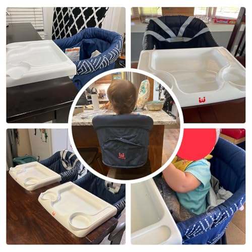 MTWML Hook On High Chair with Tray,Portable Baby High Chair That Attaches to Table,Clip On Fast Table Seat for Babies and Toddlers.Baby Feeding Seat for Dining Tables and Counter(Pure-Black) - Image 2