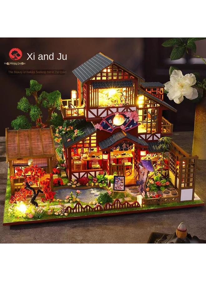 Bluejw Jiate Diy Cabin And Xiju Wooden Handmade Assembled Japanese Cuisine Building Model Villa Double-Layer Gift Women - Image 2