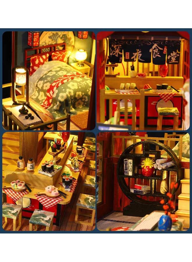 Bluejw Jiate Diy Cabin And Xiju Wooden Handmade Assembled Japanese Cuisine Building Model Villa Double-Layer Gift Women - Image 3