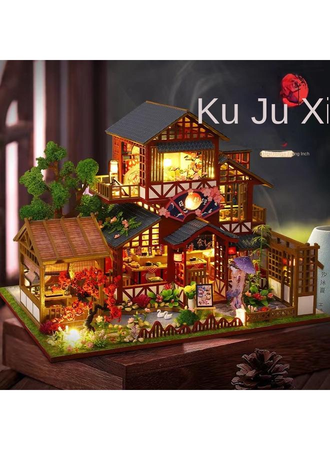 Bluejw Jiate Diy Cabin And Xiju Wooden Handmade Assembled Japanese Cuisine Building Model Villa Double-Layer Gift Women - Image 4