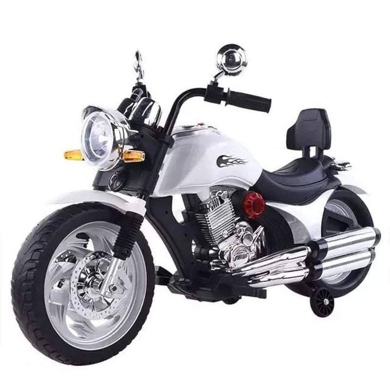 Motocycle Harley Child - Fits Up to 4 Years White - Powered by Rechargable Battery