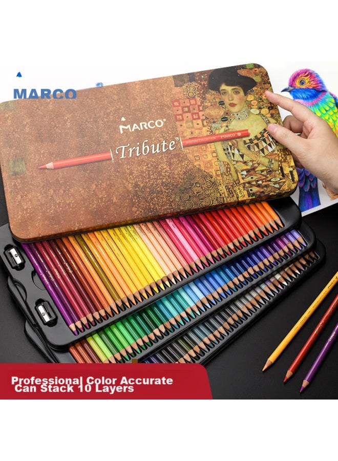Marco 120-color Oil-based Colored Pencils Professional Art Drawing Set For Art Exams, Tribute To Master Artists, Metal Box Set, Back-to Gift For Couples - Image 2