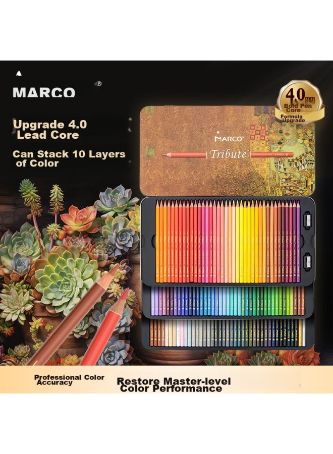 Marco 120-color Oil-based Colored Pencils Professional Art Drawing Set For Art Exams, Tribute To Master Artists, Metal Box Set, Back-to Gift For Couples - Image 3