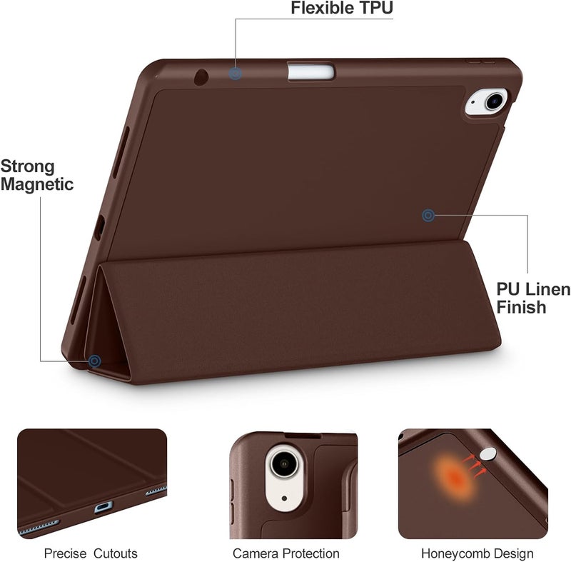 Akkerds Compatible with iPad Air 11 Inch Case 7th/6th Generation (M3/M2) 2025/2024, for iPad Air 5th/4th Generation Case 10.9 Inch 2022/2020 with Pencil Holder[Auto Sleep/Wake], Darkbrown - Image 3