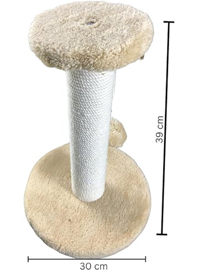 Pets House & Care Cat Scratching Post with Sisal Rope & Hanging Ball – Kitty Activity Tower with Carpeted Base, Durable & Easy to Assemble – 38×28 cm (Beige & White) - Image 4