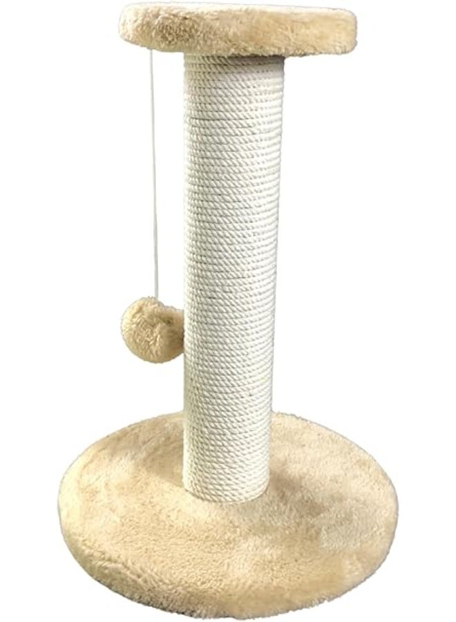 Pets House & Care Cat Scratching Post with Sisal Rope & Hanging Ball – Kitty Activity Tower with Carpeted Base, Durable & Easy to Assemble – 38×28 cm (Beige & White) - Image 3