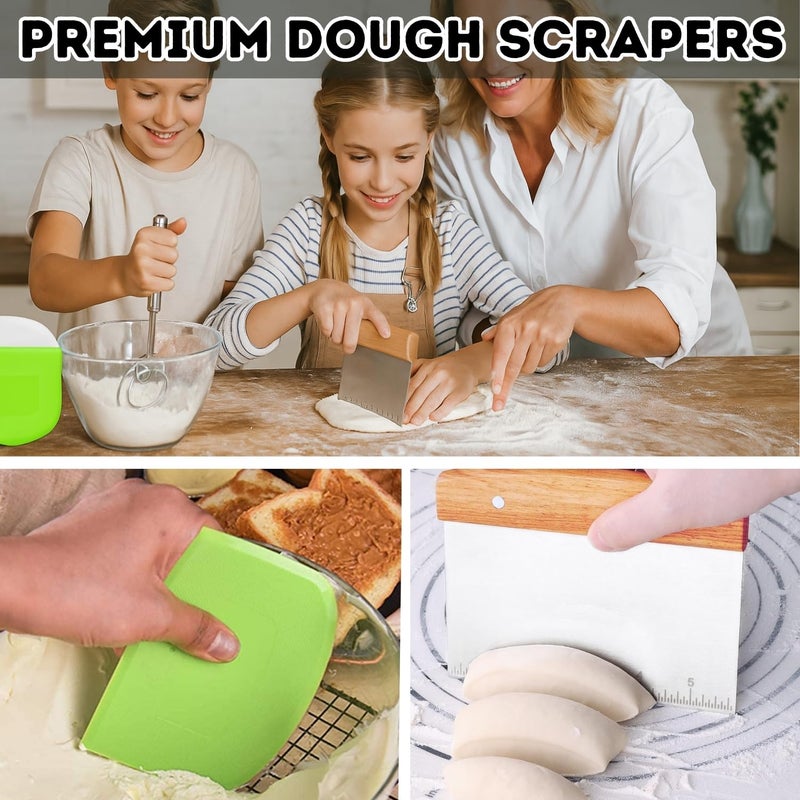 BOORIKA Sourdough Bread Baking Tool Set with Danish Dough Whisk, Bread Lame & Blades, Bench Scraper, Dough Scrapers and Silicone Brush â€“ Sourdough Starter Kit - Image 4
