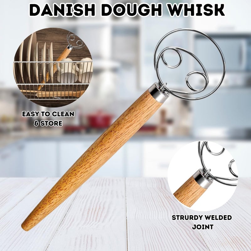 BOORIKA Sourdough Bread Baking Tool Set with Danish Dough Whisk, Bread Lame & Blades, Bench Scraper, Dough Scrapers and Silicone Brush â€“ Sourdough Starter Kit - Image 3