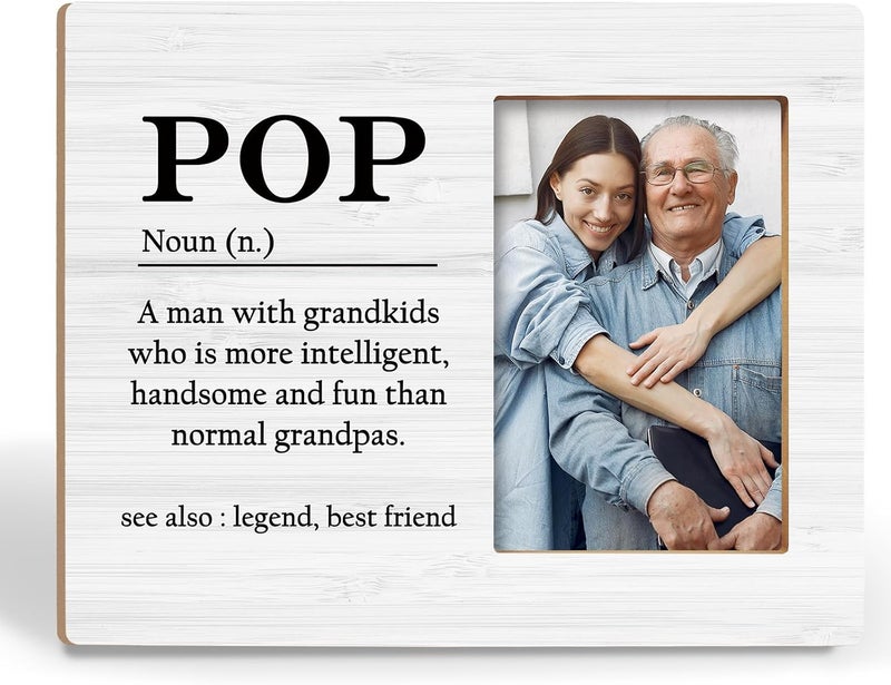 BCUANGD Pop Grandpa Picture Frames  Grandpa Gifts Photo Frame Promoted to Grandpa Baby Pregnancy Announcement Gifts Christmas Birthday Gifts for New Grandpa 4x6 Picture Frame - Image 1