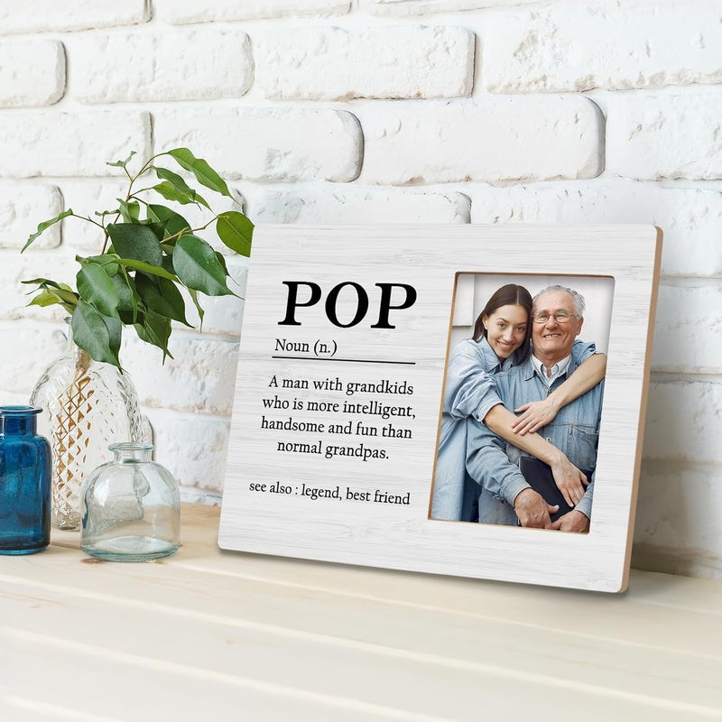 BCUANGD Pop Grandpa Picture Frames  Grandpa Gifts Photo Frame Promoted to Grandpa Baby Pregnancy Announcement Gifts Christmas Birthday Gifts for New Grandpa 4x6 Picture Frame - Image 4