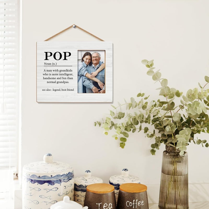 BCUANGD Pop Grandpa Picture Frames  Grandpa Gifts Photo Frame Promoted to Grandpa Baby Pregnancy Announcement Gifts Christmas Birthday Gifts for New Grandpa 4x6 Picture Frame - Image 5