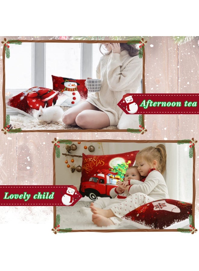 تشيلور 6 قطع من أغطية وسائد عيد الميلاد، أغطية وسائد مزخرفة لديكور العطلات، أغطية وسائد للأريكة، غرفة النوم، المكتب، ديكور المنزل (18 × 18 بوصة، تصميم مرح). - Image 4