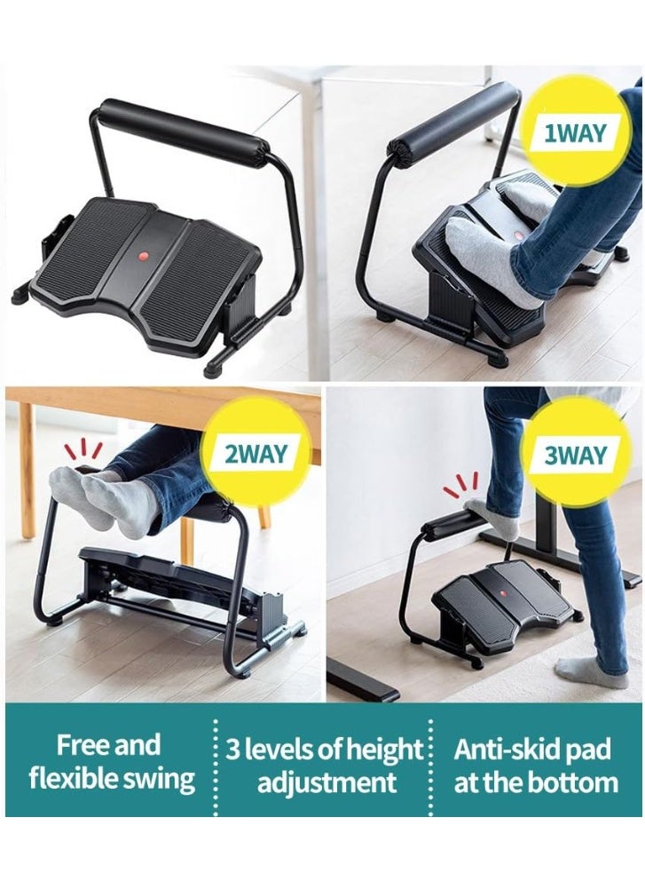 والالا مسند قدمين بثلاثة ارتفاعات قابلة للتعديل أسفل المكتب، مسند قدمين مريح للمكتب، مسند قدمين من الإسفنج، مرتفع أسفل الطاولة، مسند قدمين للمكتب قائم، مسند قدمين متعدد الاستخدامات مع حامل دعم لمسند القدمين - Image 2