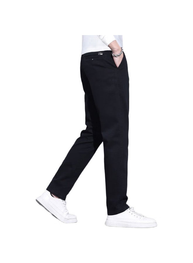 ROMON Men'S Casual Pants Autumn And Winter Korean Style Men'S Straight Wide-Leg Business All-Match Men'S Pants Black Size 31 - Image 3