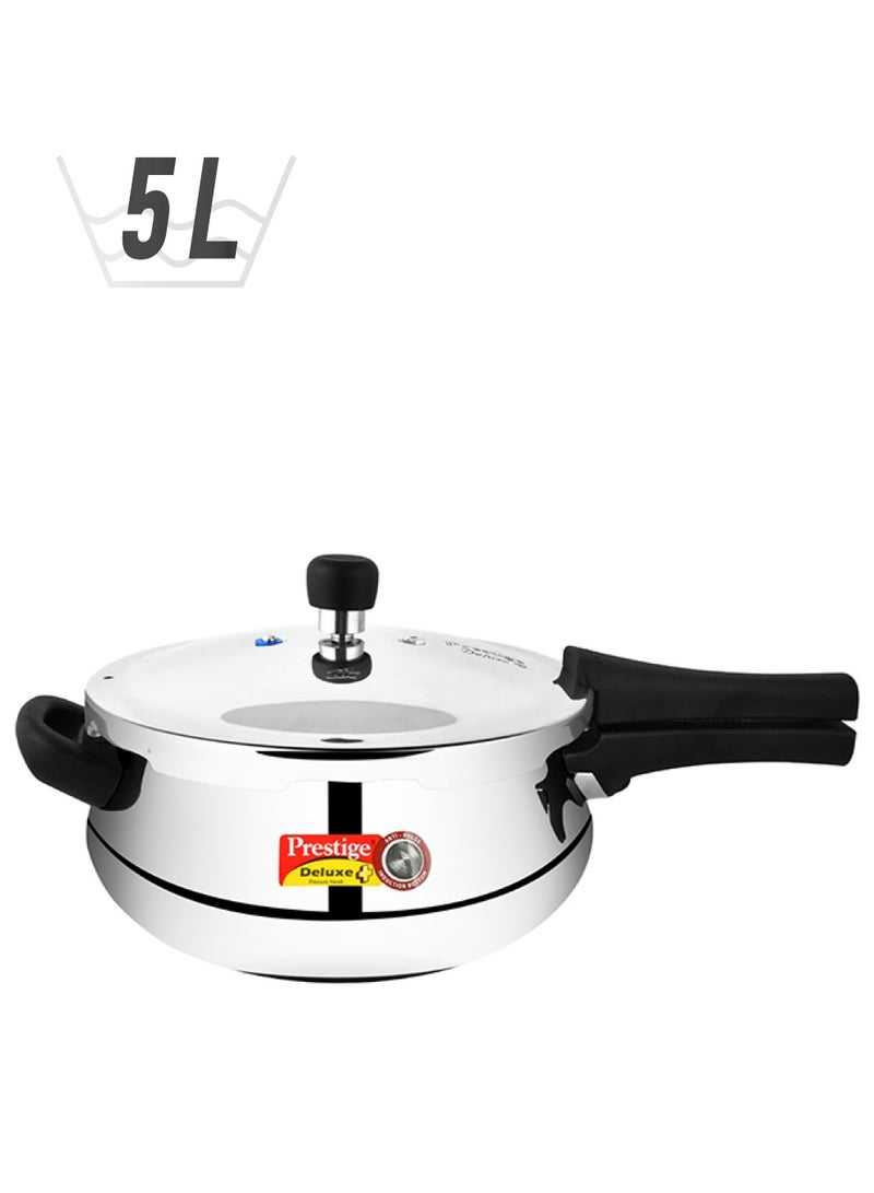 Prestige Deluxe Plus Junior Handi Aluminium Pressure Cooker With Lid, Dishwasher Safe & Induction Safe Silver 5Liters - Image 1