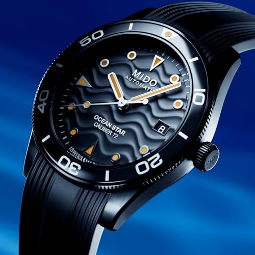 MIDO Ocean Star 39 - Swiss Automatic Watch for Men & Women - 39mm Stainless Steel Case with Black PVD Coating - Black Dial - Black Rubber Strap - M0269073705100 - Image 3
