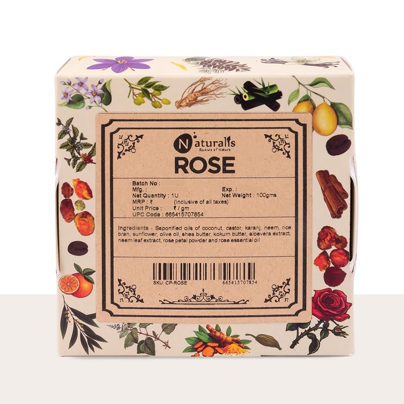Naturalis Rose Soap  Handmade ColdPressed Rose Soap for Bath  Organic Soap for Deep Cleansing Hydration Skin Soothing and Radiant Glow 100g Each pack of 2  Refreshing and Rejuvenating Experience - Image 1