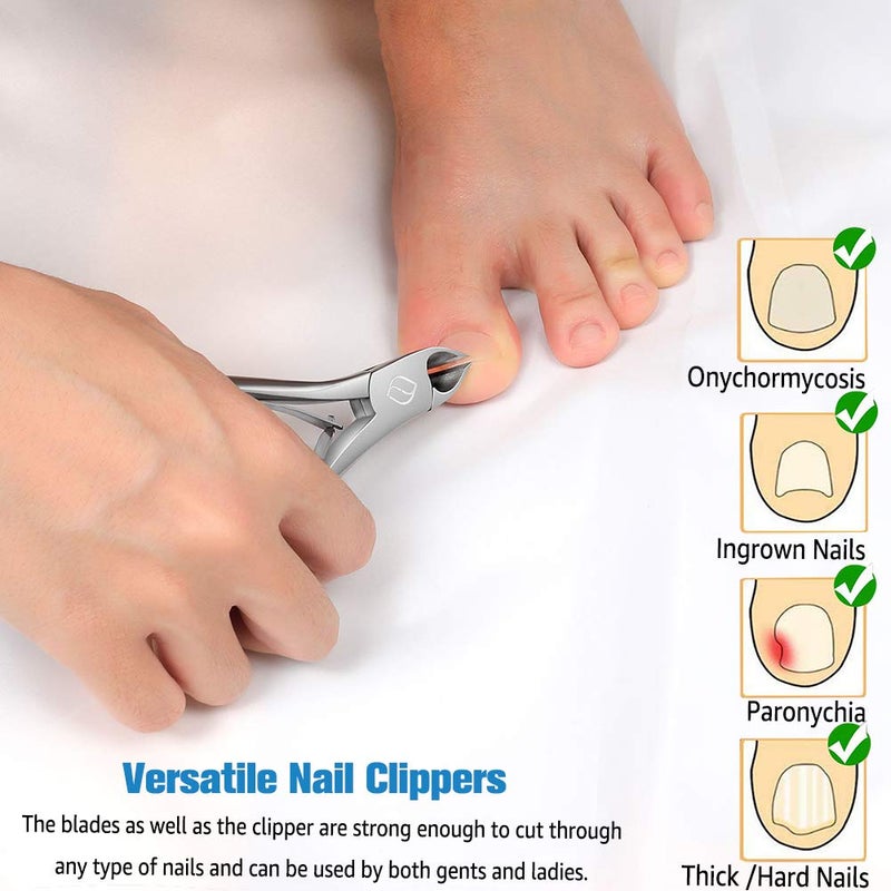 FERYES Toenail Clippers for Ingrown,Thick Toenails, 4R13 Stainless Steel Large Handle Fingernail Clipper,Nail Clipper - Silver - Image 5