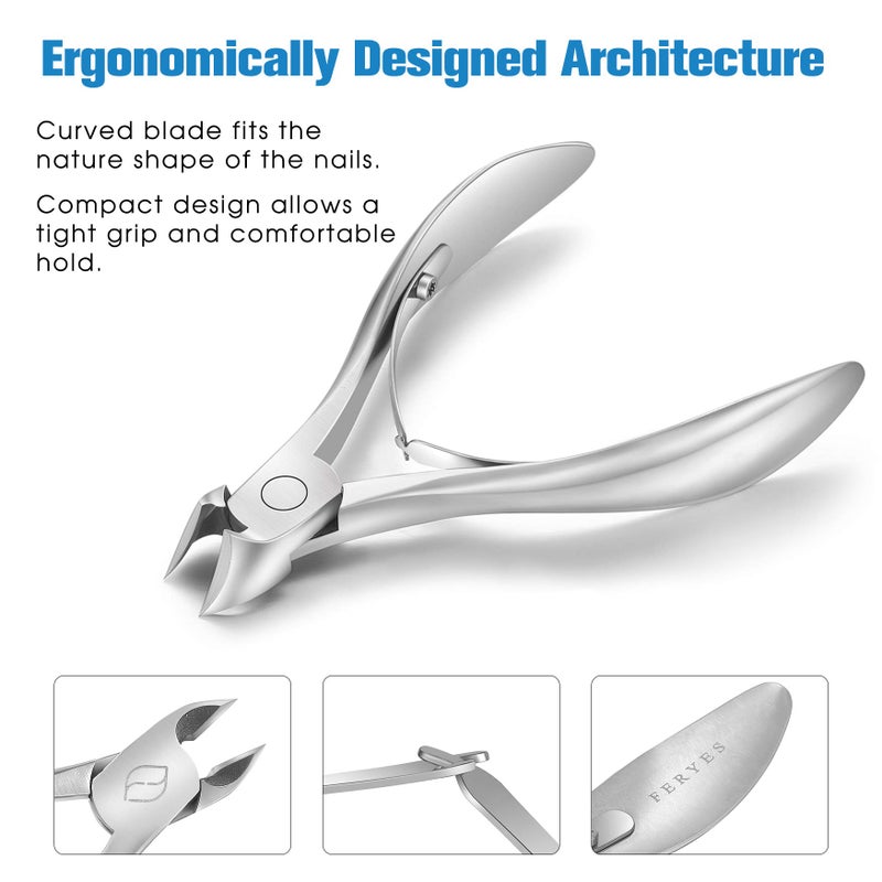FERYES Toenail Clippers for Ingrown,Thick Toenails, 4R13 Stainless Steel Large Handle Fingernail Clipper,Nail Clipper - Silver - Image 3