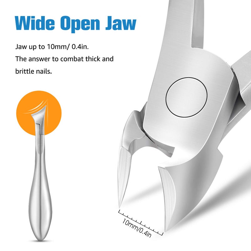 FERYES Toenail Clippers for Ingrown,Thick Toenails, 4R13 Stainless Steel Large Handle Fingernail Clipper,Nail Clipper - Silver - Image 4