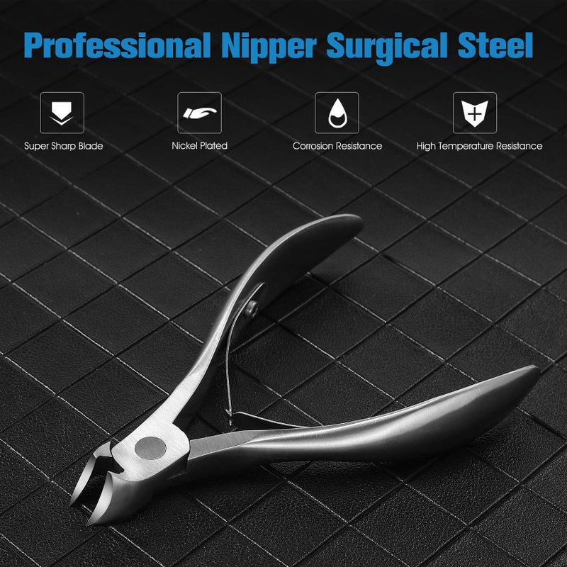 FERYES Toenail Clippers for Ingrown,Thick Toenails, 4R13 Stainless Steel Large Handle Fingernail Clipper,Nail Clipper - Silver - Image 2