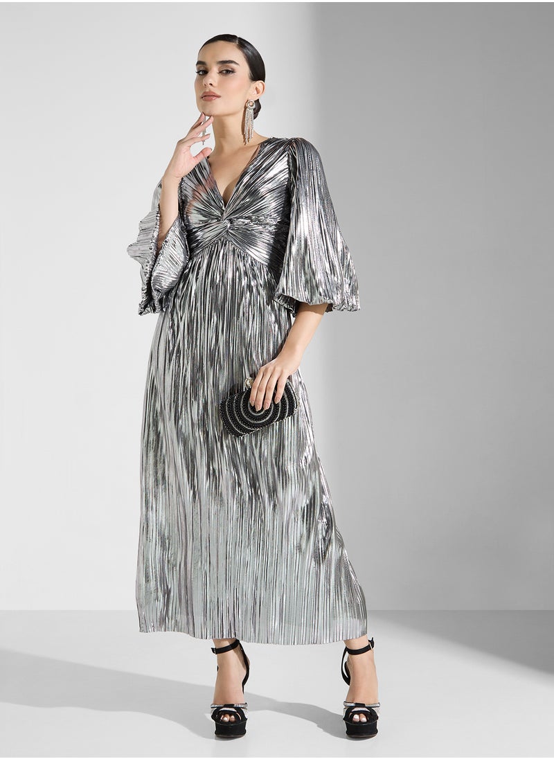 YAS - Yasregina 3/4 Plisse Long Dress - Image 1