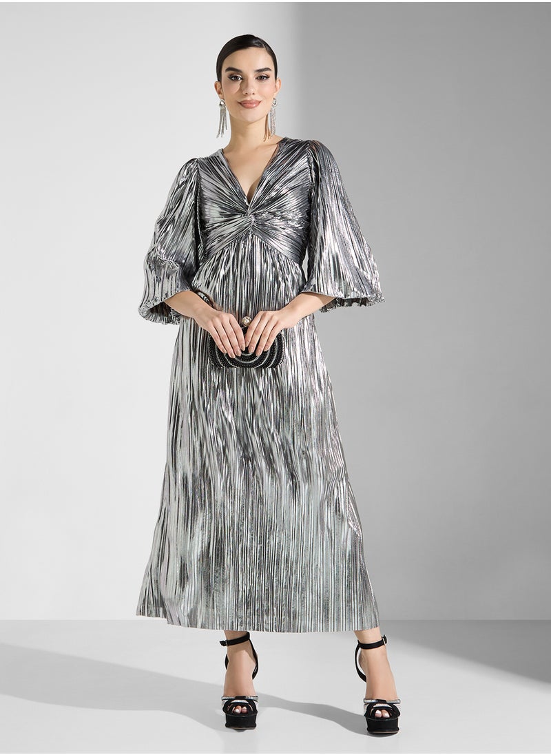 YAS - Yasregina 3/4 Plisse Long Dress - Image 1