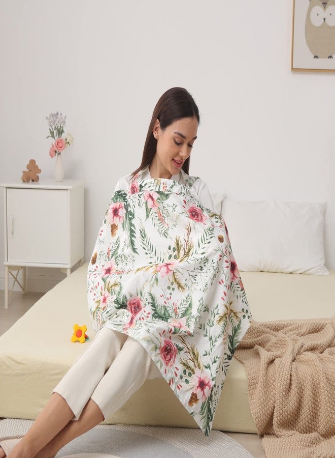insular Nursing Cover for Breastfeeding, Infant Feeding Cover Breathable Cotton Privacy Breastfeeding Apron, Rose - Image 3