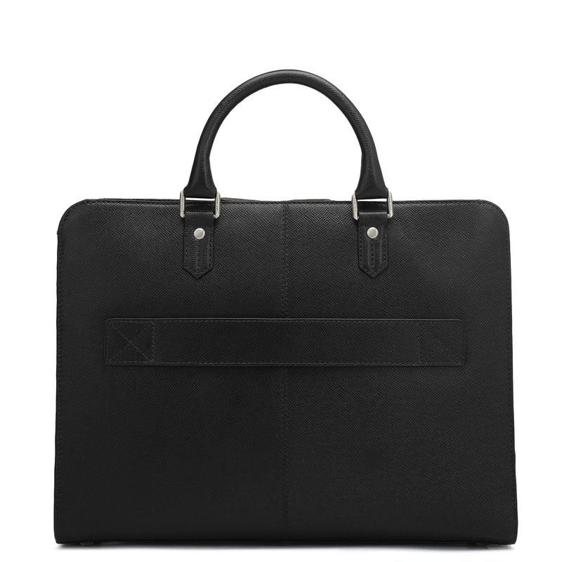 Da Milano Franzy Leather Laptop Bag - Black - Image 4