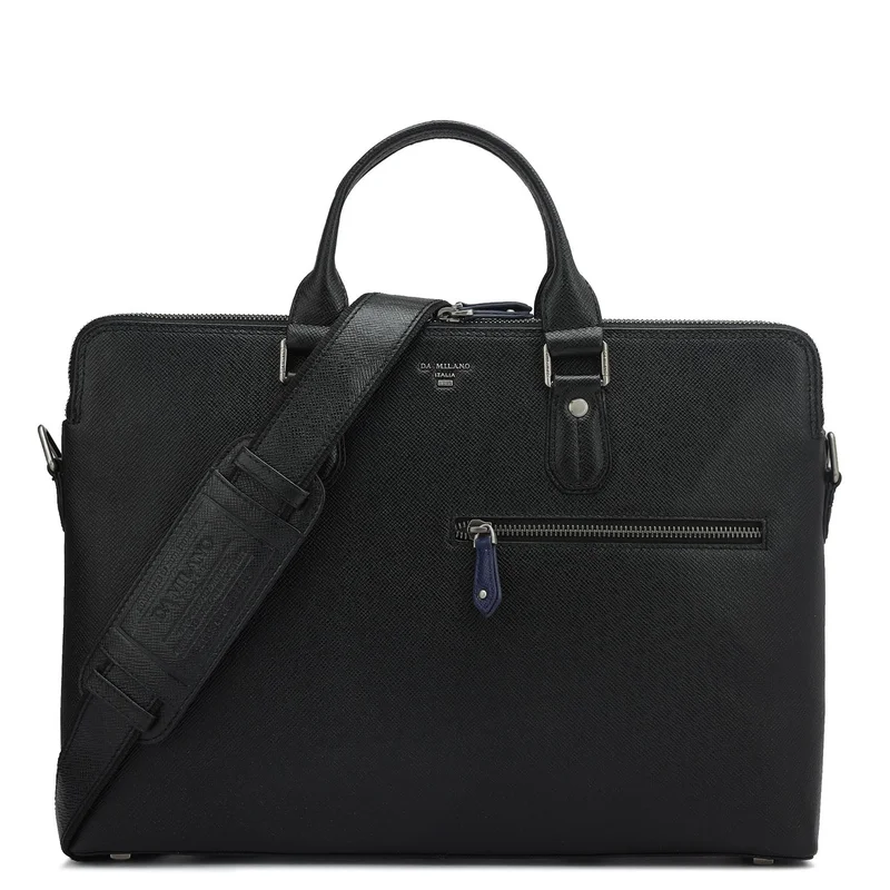Da Milano Franzy Leather Laptop Bag - Black