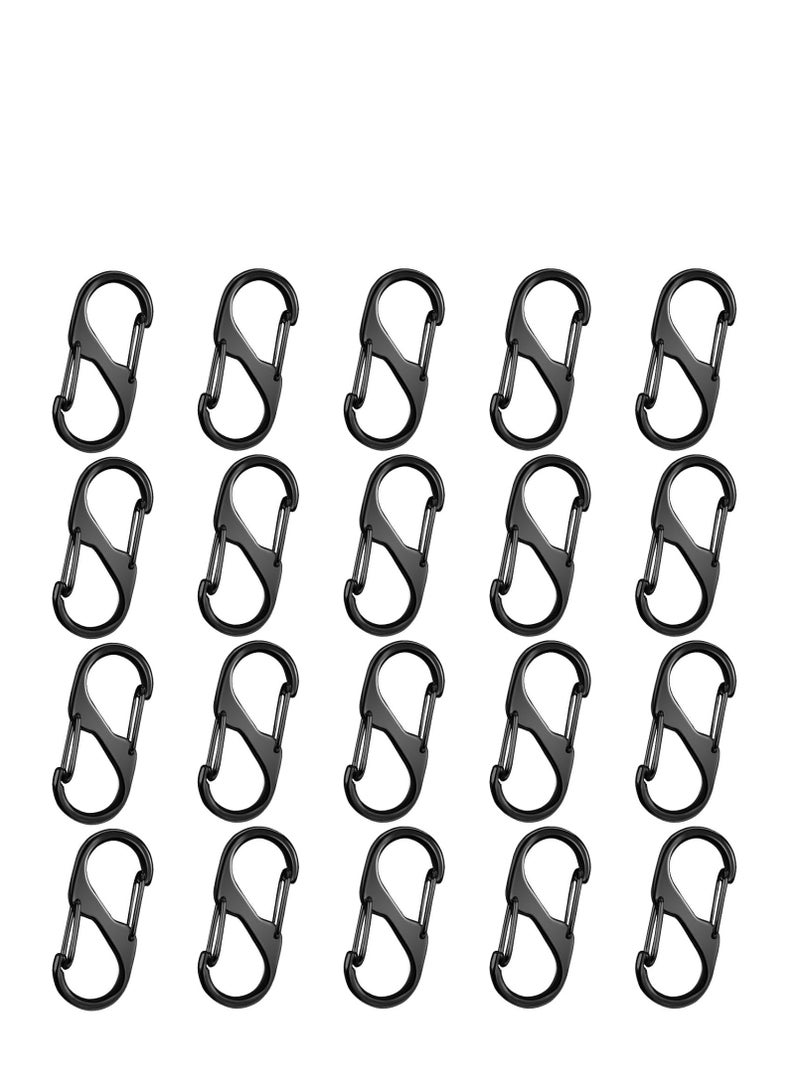 Generic 20 Pcs Zipper Locks Anti Theft, Double-Sided Spring S Mini Carabiner Zipper Clips Anti Theft for Backpack, Purse, Handbag, Luggage and Zipper Puller Replacement, Black  - Image 1