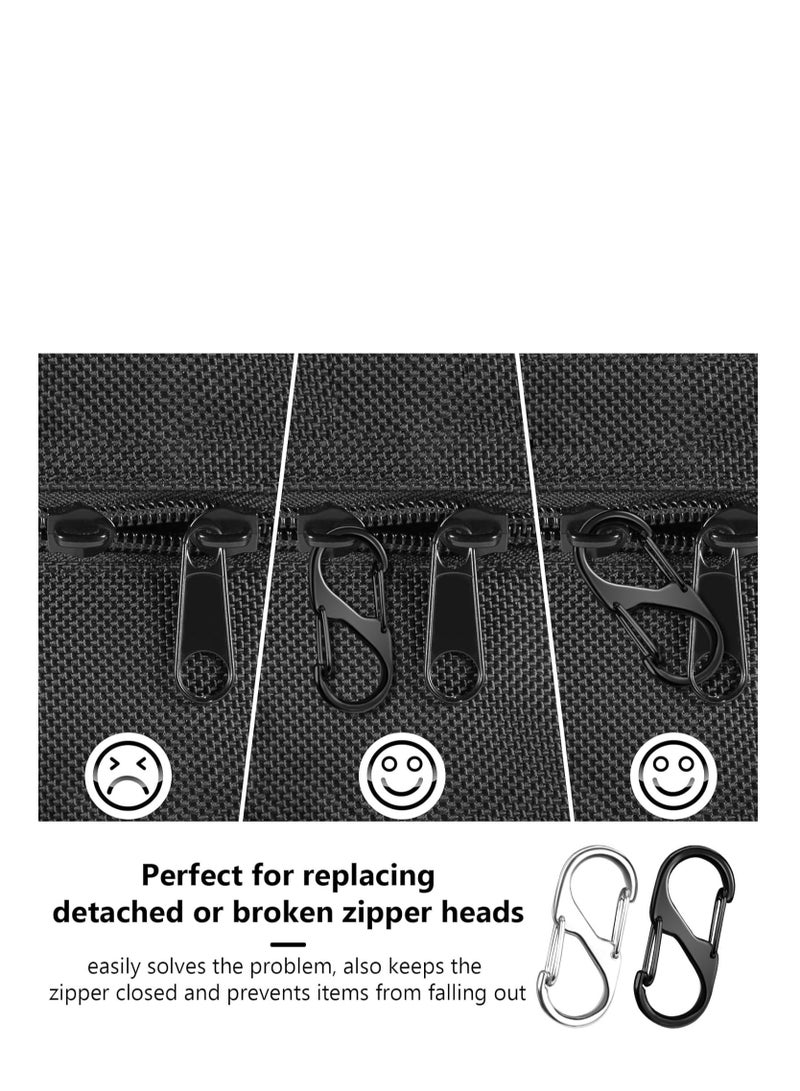 Generic 20 Pcs Zipper Locks Anti Theft, Double-Sided Spring S Mini Carabiner Zipper Clips Anti Theft for Backpack, Purse, Handbag, Luggage and Zipper Puller Replacement, Black  - Image 3