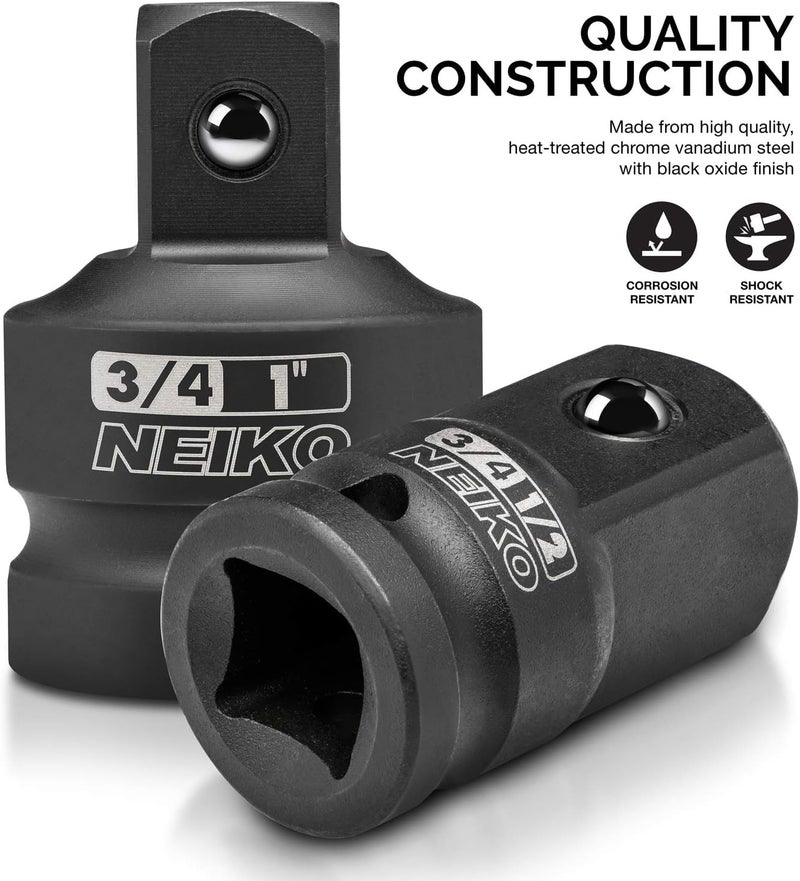 NEIKO 30223A 8 PC Impact Socket Adapter Set, Standard SAE Size, Cr-V Steel, Impact Driver & Wrench Conversion Kit, Locking Impact Socket Adapters & Reducer Set, Ball Detent, 1/4â€, 3/8â€, 1/2", 3/4â€, 1â€ - Image 2