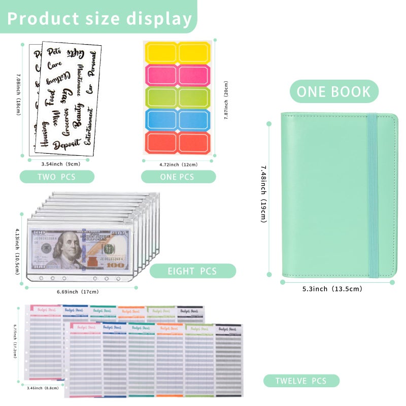 NICOOTHBudget Binder Cash Envelopes A6 Money Saving Binder with Zipper envelopes (A6 Green) - Image 2