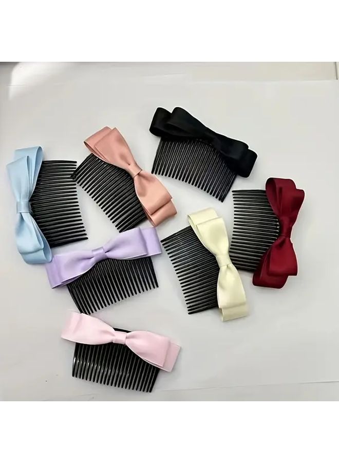 Korean Style Hair Comb and Hairpin Inverted Bow Hair Clip with Teeth for Bangs Ponytails Buns Deep Blue Detangling Comb for Dry Wet Hair Braids Updos - Image 2